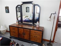 Vintage Oriental Style Dresser w/ Mirror