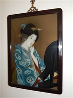 2 Oriental  Reverse Paintings on Glass