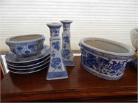 Group of Blue & White Items