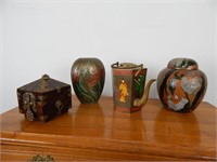 Group of Oriental Painted Brass Items