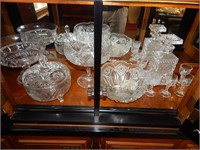 Group of Glassware & Crystal Items (Bottom Shelf)