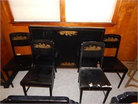 Folding Table and 4 Chairs w/ Oriental Design