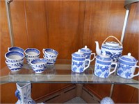 Group of Blue & White Pottery Items (Middle Shelf)
