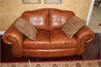Matching Leather Love Seat and 2 Pillows