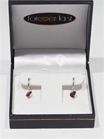 20-GC 14K White Gold Garnet January Earrings