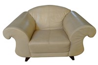 Oversize Cream Leather Armchair