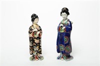 Japanese Geisha Figures, Painted Pottery, 2