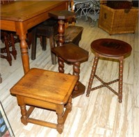 Petite Turned Leg Occasional Tables and Stand.