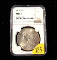 1879 Morgan dollar, NGC slab certified MS-63