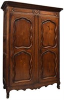 FRENCH LOUIS XV WALNUT TWO DOOR ARMOIRE