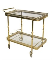 ITALIAN GILT BRASS & GLASS SERVICE CART