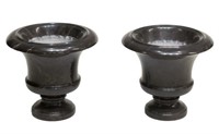 (PAIR) BLACK MARBLE PLANTERS, 12"H, 14" DIAMETER