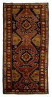 HAND-TIED PERSIAN KAZAK WOOL RUG, 9'7" x 4'