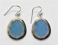 Silver Blue Chalcedony Earrings