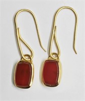 Silver Red Onyx Earrings