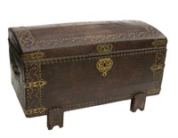 SPANISH STYLE LEATHER-WRAPPED COFFER TRUNK