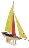 VINTAGE FRENCH MODEL SAILBOAT ON STAND