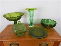 Lot of Vintage Green Glassware