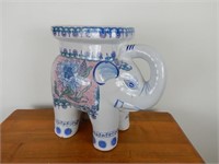 Blue & White Elephant Pedestal - 15" x 16"
