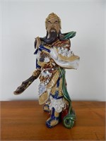 Ceramic Chinese warrior figure 18" Tall