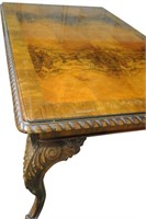 Antique French Burl Walnut Dining Table 72"L