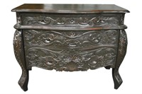 Carved Mahogany Painted Bombe Chest