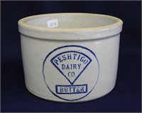 Red Wing 2 lb butter crock w/"Peshtigo Dairy Co."