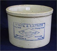 Red Wing 5 lb butter crock w/ "White & Mather"