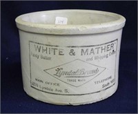Red Wing 3 lb butter crock w/"White & Mather"