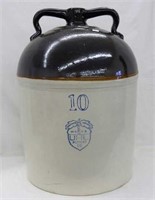 Uhl Pottery Co 10 Gal brown top double hdld