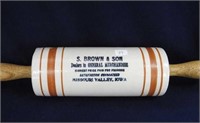 Rust Banded rolling pin w/"Missouri Valley, Iowa"