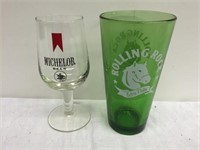 Michelob & Rolling rock beer glasses