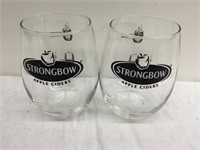 2 strongbow cider glasses
