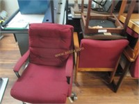 (3) Wood and Cloth Chairs (1) Rolling