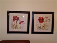 Pair Red Flower Prints