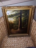 Framed Art Oil on Canvas Forest