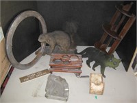 Misc Lot-Squirrel and Wooden Objects