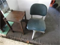 Vintage Office Chair & Wooden Lamp Stand