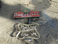 2 Neon Beer Signs(Budweiser)(Miller-As Is)