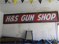 Vint Wooden H&S Gun Shop Wood Sign(14'L 32"H 2"W)