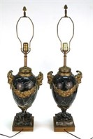 Neoclassical Marble Lamps, with Gilt Bronze Mounts