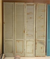 Painted Wooden Louvered Shutters.