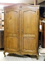 Louis XV Style Two Door Oak Armoire.