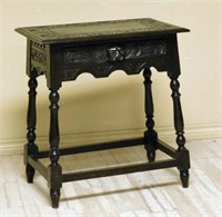 Neo Renaissance Carved Oak Occasional Table.
