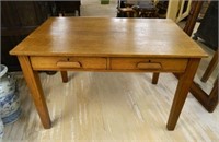 Rustic Oak Tapered Leg Kitchen Table.