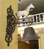 Cast Iron Painted Figural Horse Dinner Bell.