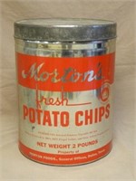 Dallas' Morton's Foods Potato Chips Metal Can.