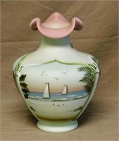 Fenton "Coastal Waters" Hand Painted Vase.