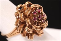 Ruby & 14K Gold Cocktail Ring, Gift Bow-Form
