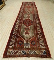 Persian Hand Knotted Wool Rug Runner.
